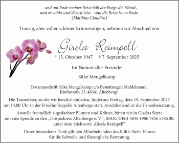 Anzeige von Gisela Reimpell 