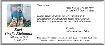 Anzeige von Karl Große Kleimann 
