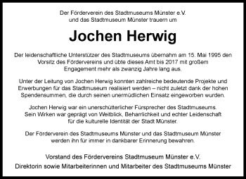 Anzeige von Jochen Herwig 