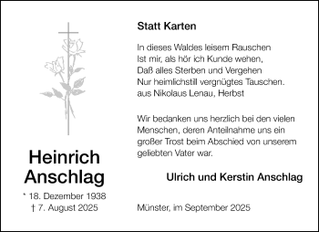 Anzeige von Heinrich Anschlag 