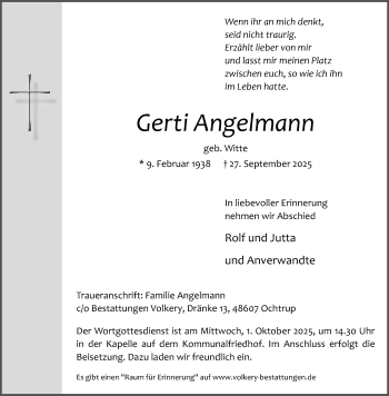 Anzeige von Gerti Angelmann 