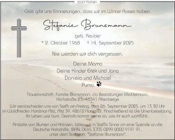 Anzeige von Stefanie Brunsmann 