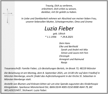Anzeige von Luzia Fieber 