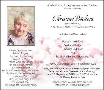 Anzeige von Christine Böckers 