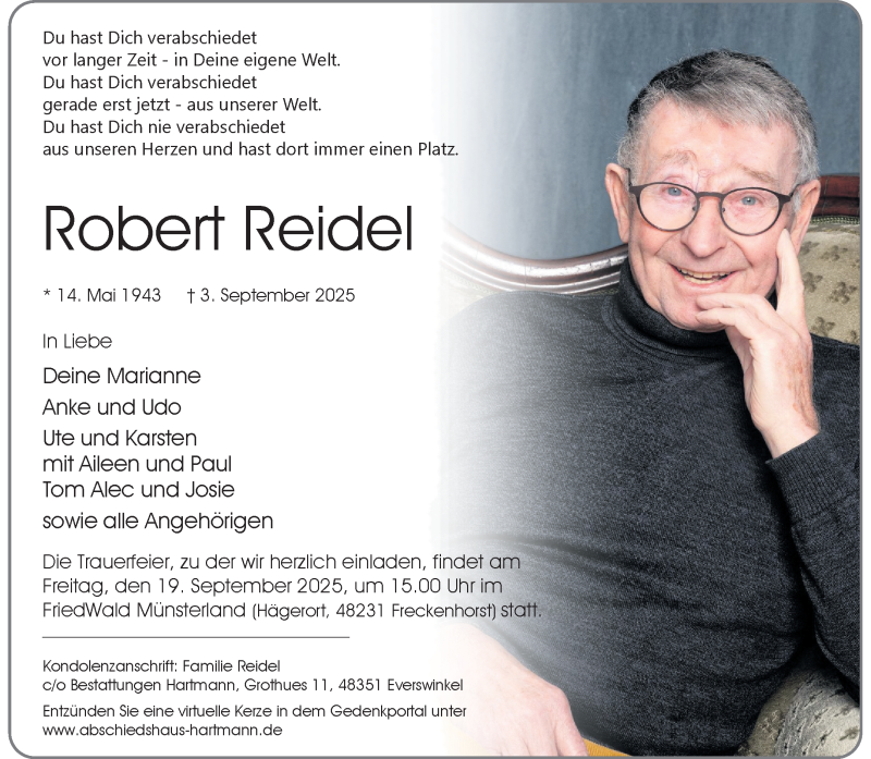  Traueranzeige für Robert Reidel vom 06.09.2025 aus 
