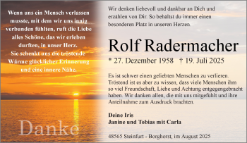 Anzeige von Rolf Radermacher 