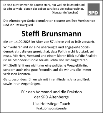 Anzeige von Steffi Brunsmann 