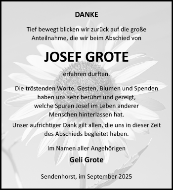 Anzeige von Josef Grote 