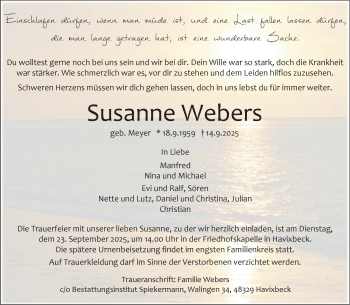 Anzeige von Susanne Webers 