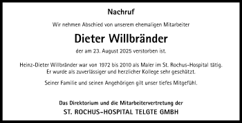 Anzeige von Dieter Willbränder 