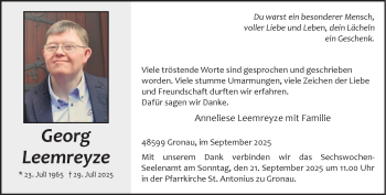 Anzeige von Georg Leemreyze 