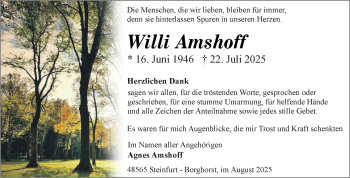 Anzeige von Willi Amshoff 