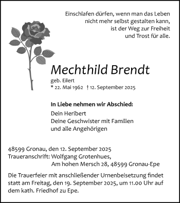 Anzeige von Mechthild Brendt 