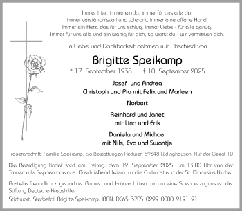 Anzeige von Brigitte Speikamp 