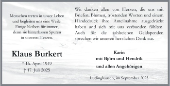 Anzeige von Klaus Burkert 