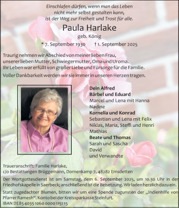 Anzeige von Paula Harlake 