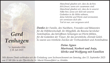 Anzeige von Gerd Tenhagen 