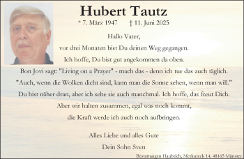 Anzeige von Hubert Tautz 
