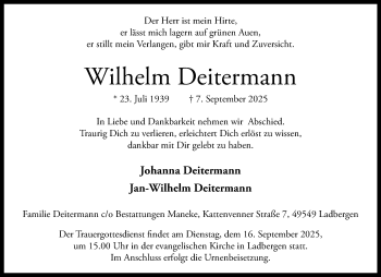 Anzeige von Wilhelm Deitermann 