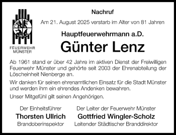 Anzeige von Günter Lenz 