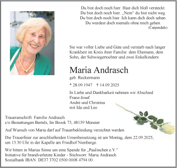 Anzeige von Maria Andrasch 