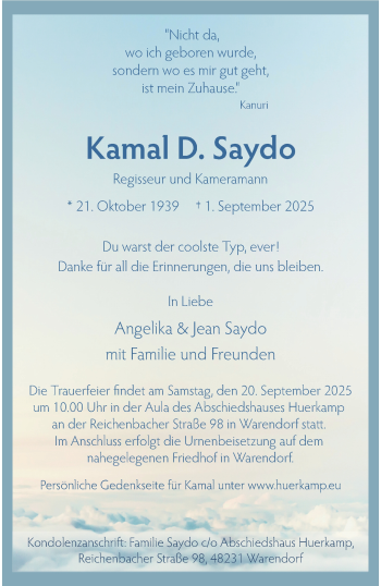 Anzeige von Kamal D. Saydo 