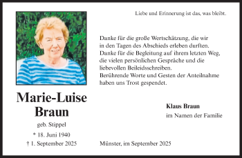 Anzeige von Marie-Luise Braun 
