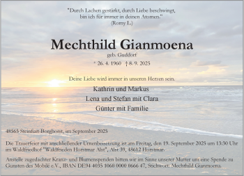 Anzeige von Mechthild Gianmoena 