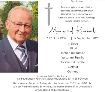 Anzeige von Manfred Knebel 