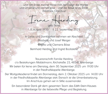 Anzeige von Irene Herding 