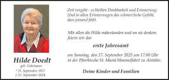 Anzeige von Hilde Doedt 