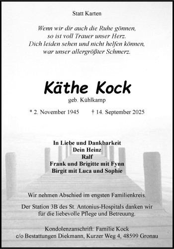 Anzeige von Käthe Kock 