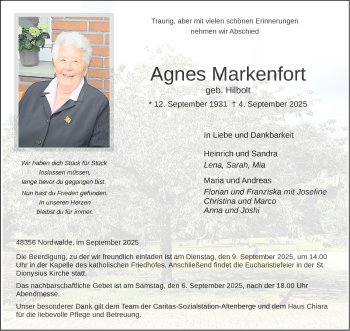 Anzeige von Agnes Markenfort 