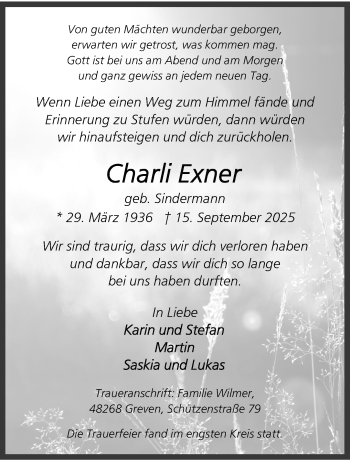 Anzeige von Charli Exner 
