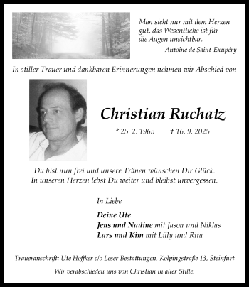 Anzeige von Christian Ruchatz 