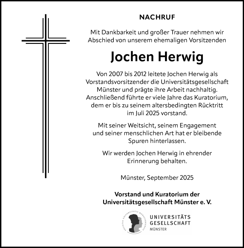  Traueranzeige für Jochen Herwig vom 27.09.2025 aus 