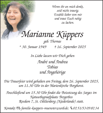 Anzeige von Marianne Küppers 