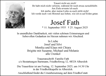 Anzeige von Josef Fath 