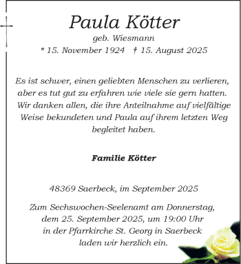 Anzeige von Paula Kötter 