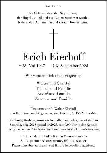 Anzeige von Erich Eierhoff 