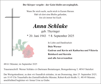 Anzeige von Anna Schlake 