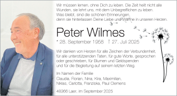 Anzeige von Peter Wilmes 