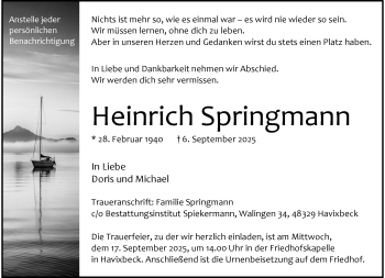 Anzeige von Heinrich Springmann 