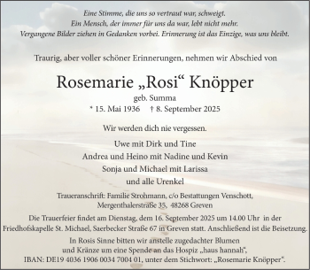 Anzeige von Rosemarie Knöpper 