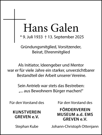 Anzeige von Hans Galen 