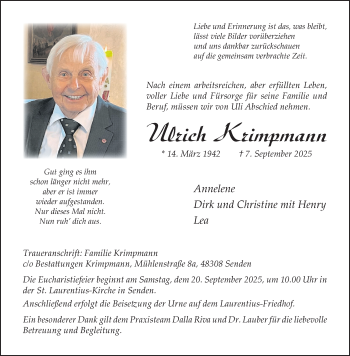 Anzeige von Ulrich Krimpmann 