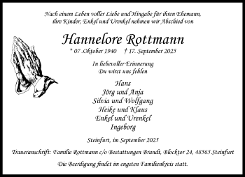 Anzeige von Hannelore Rottmann 