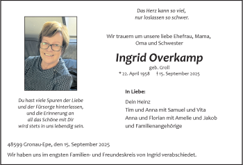 Anzeige von Ingrid Overkamp 