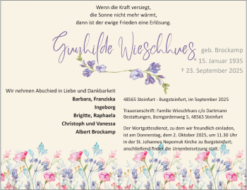 Anzeige von Guyhilde Wieschhwes 