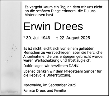 Anzeige von Erwin Drees 